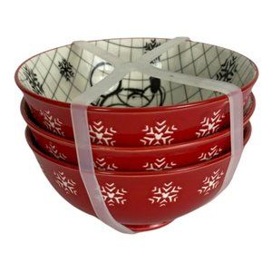 DISNEY Mickey Mouse SKETCH Tidbit Bowls Set of 4 Snowflake Scarf NEW 4 5/8 In
